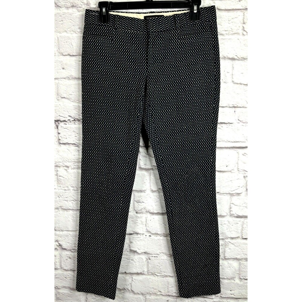 Banana Republic Women's Sloan Black White Dash Print Ankle Stretch Pants Size 0‎